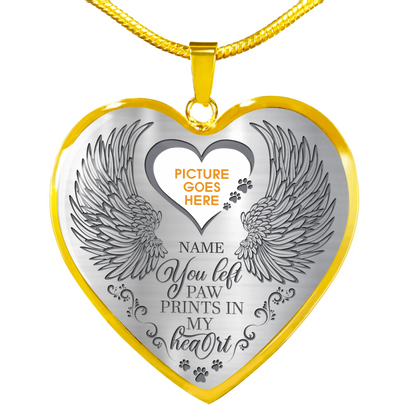 Personalized Pet Memorial Heart Necklace Paw Prints In My Heart For Pet Custom Memorial Gift M71