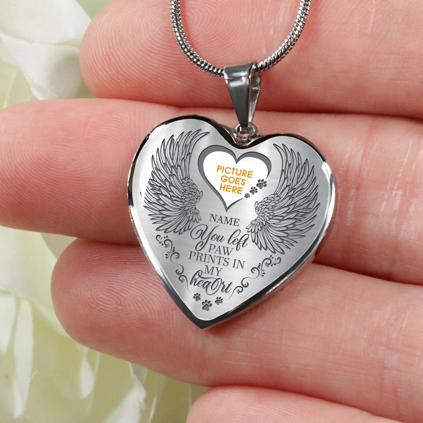 Personalized Pet Memorial Heart Necklace Paw Prints In My Heart For Pet Custom Memorial Gift M71