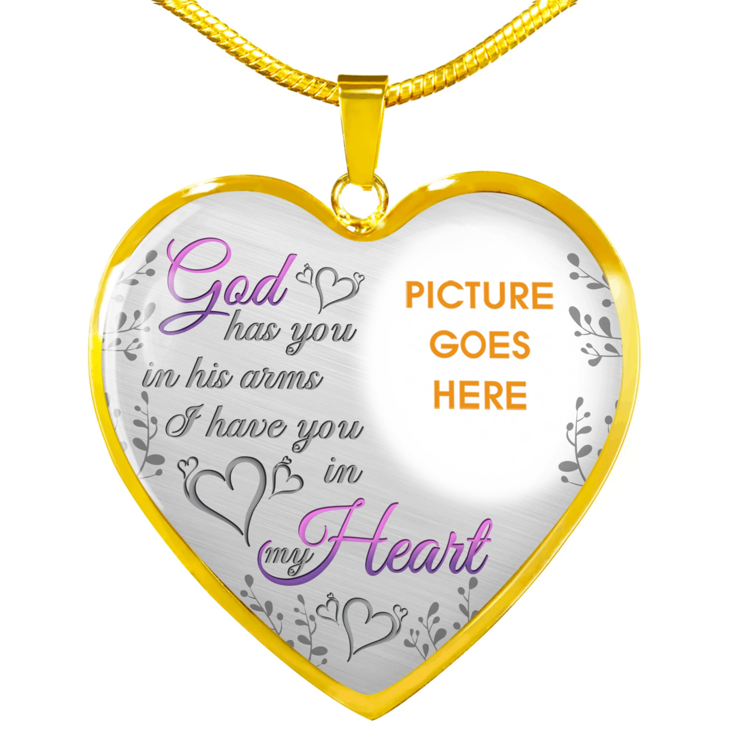 Personalized Memorial Heart Necklace God Has You In His Arms For Mom Dad Grandma Daughter Son Someone Custom Memorial Gift M69