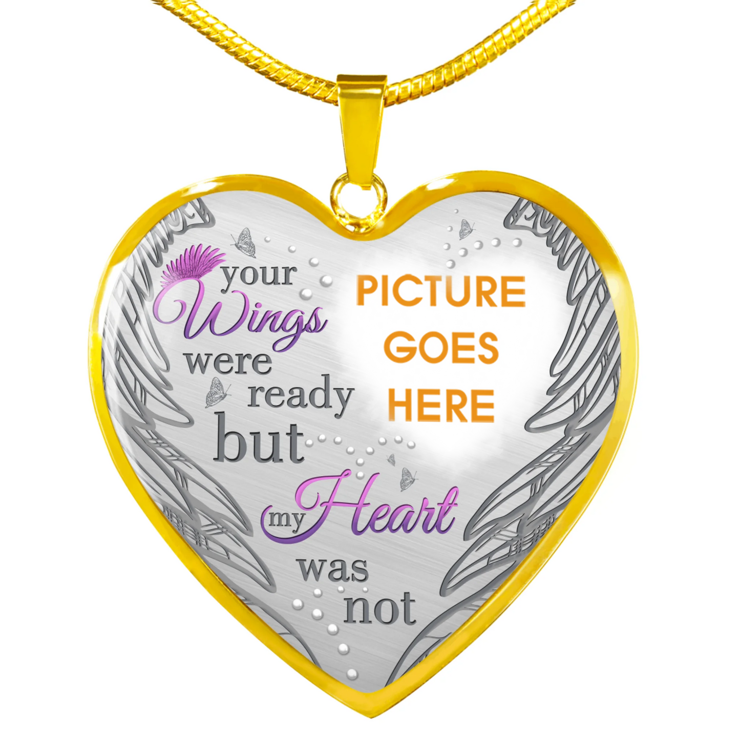Personalized Memorial Heart Necklace Your Wings Were Ready For Mom Dad Grandma Daughter Son Someone Custom Memorial Gift M73