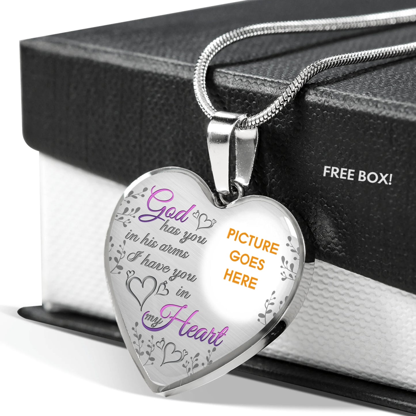 Personalized Memorial Heart Necklace God Has You In His Arms For Mom Dad Grandma Daughter Son Someone Custom Memorial Gift M69