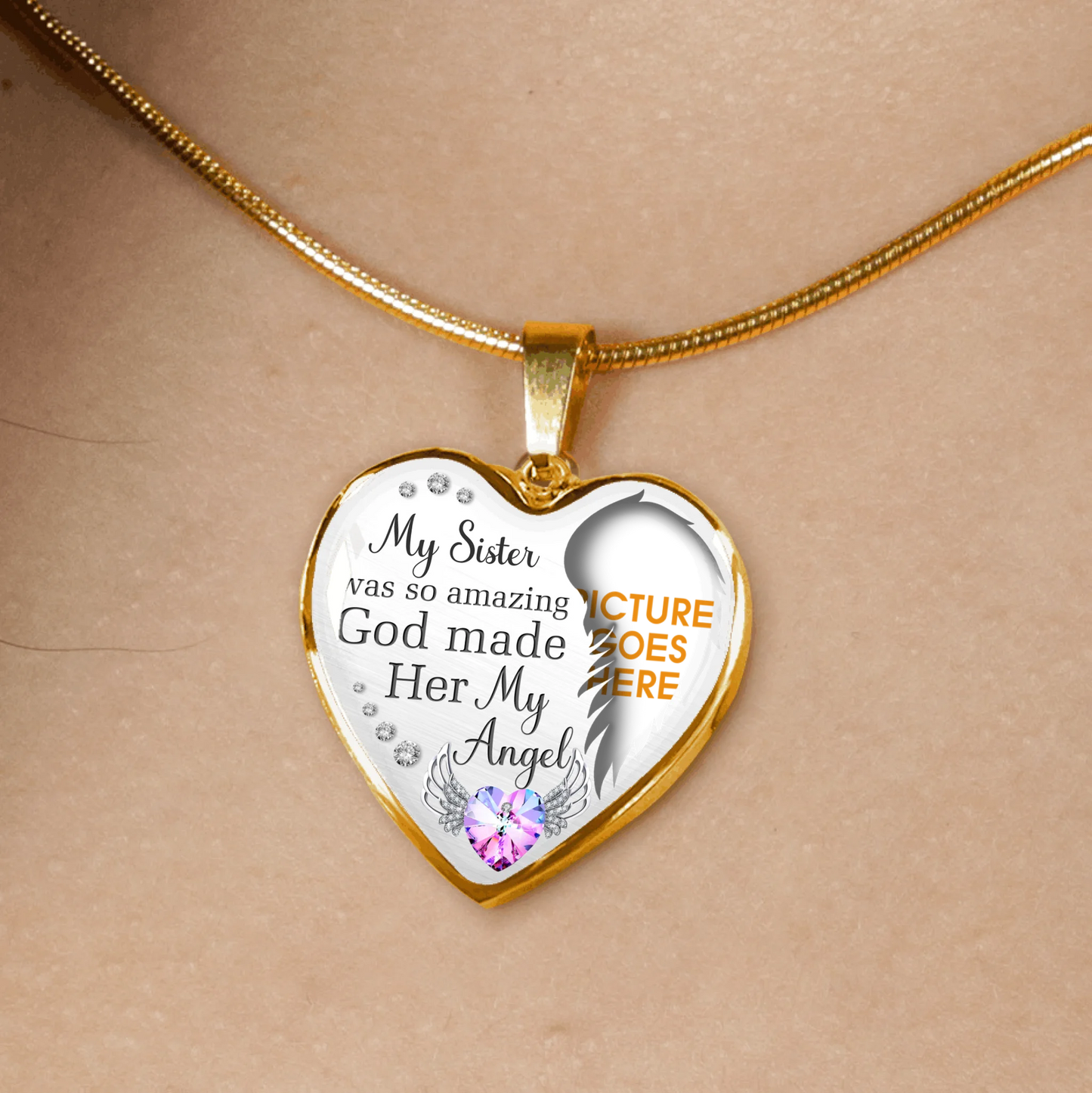 Personalized Memorial Heart Necklace God Made Her My Angel For Sister Custom Memorial Gift M99