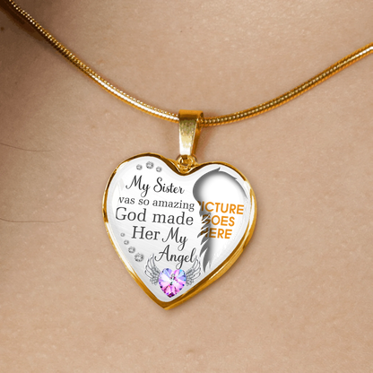 Personalized Memorial Heart Necklace God Made Her My Angel For Sister Custom Memorial Gift M99