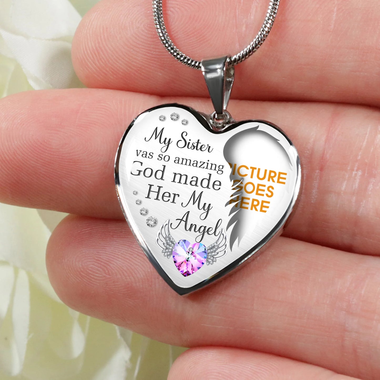 Personalized Memorial Heart Necklace God Made Her My Angel For Sister Custom Memorial Gift M99