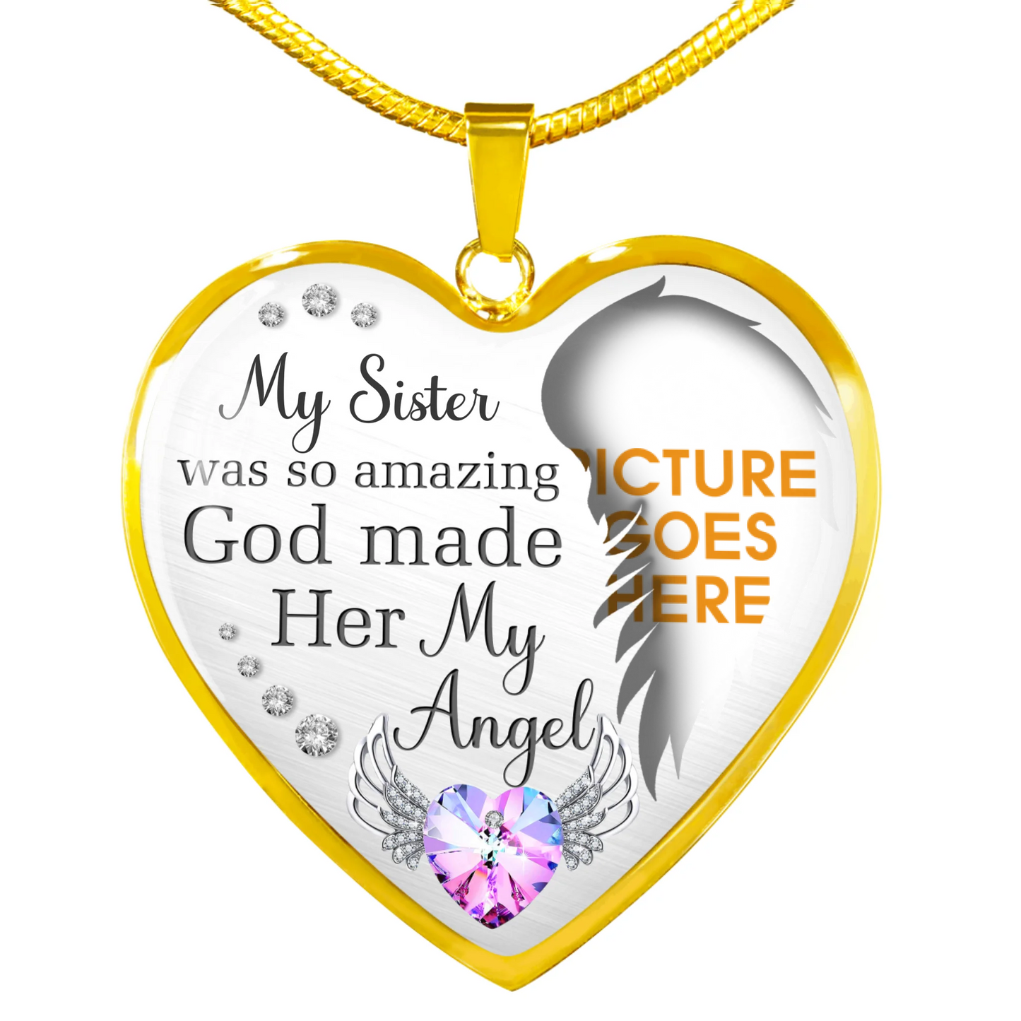 Personalized Memorial Heart Necklace God Made Her My Angel For Sister Custom Memorial Gift M99