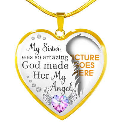 Personalized Memorial Heart Necklace God Made Her My Angel For Sister Custom Memorial Gift M99