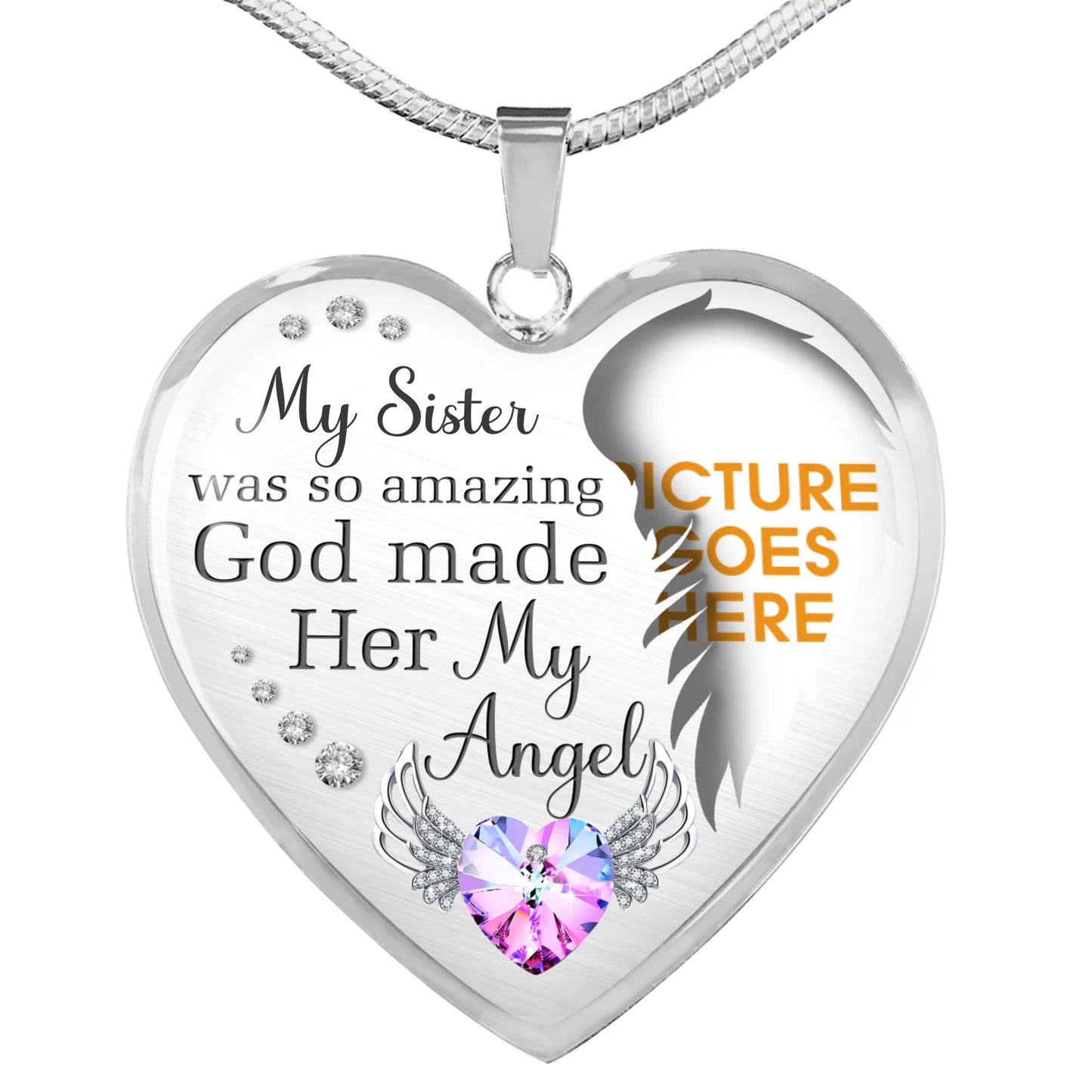 Personalized Memorial Heart Necklace God Made Her My Angel For Sister Custom Memorial Gift M99