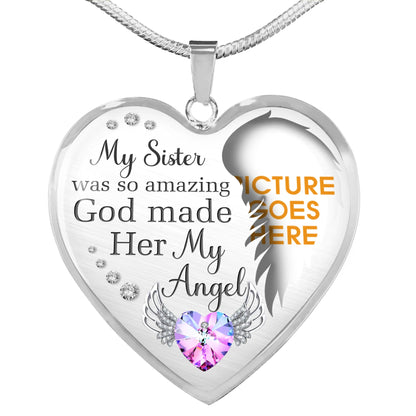 Personalized Memorial Heart Necklace God Made Her My Angel For Sister Custom Memorial Gift M99