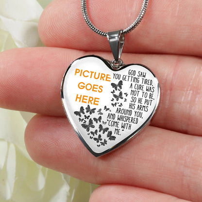 Personalized Memorial Heart Necklace God Saw You Come With Me Butterfly For Mom Dad Grandma Daughter Son Custom Memorial Gift M141