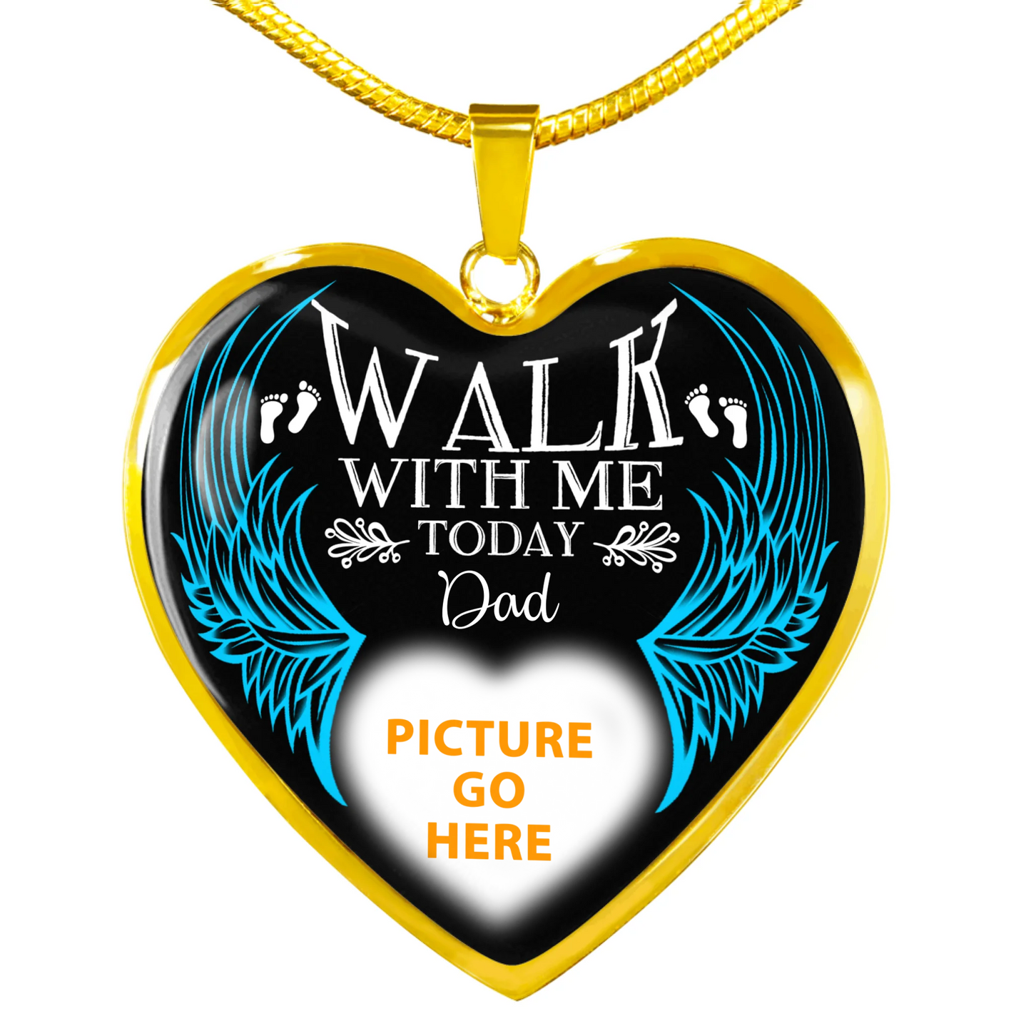 Personalized Memorial Heart Necklace Walk With Me Today For Mom Dad Grandma Daughter Son Custom Memorial Gift M151