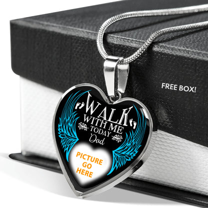 Personalized Memorial Heart Necklace Walk With Me Today For Mom Dad Grandma Daughter Son Custom Memorial Gift M151