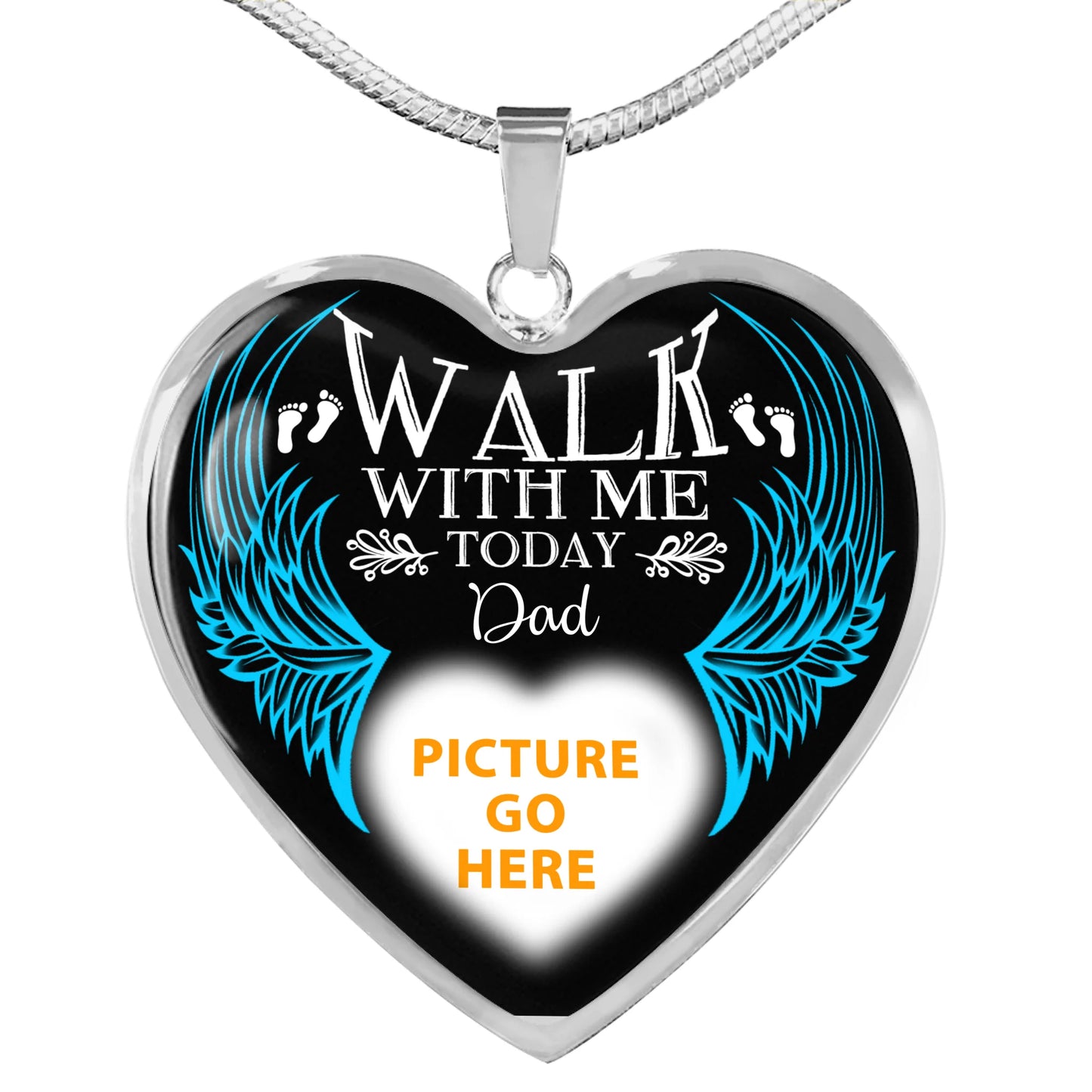 Personalized Memorial Heart Necklace Walk With Me Today For Mom Dad Grandma Daughter Son Custom Memorial Gift M151