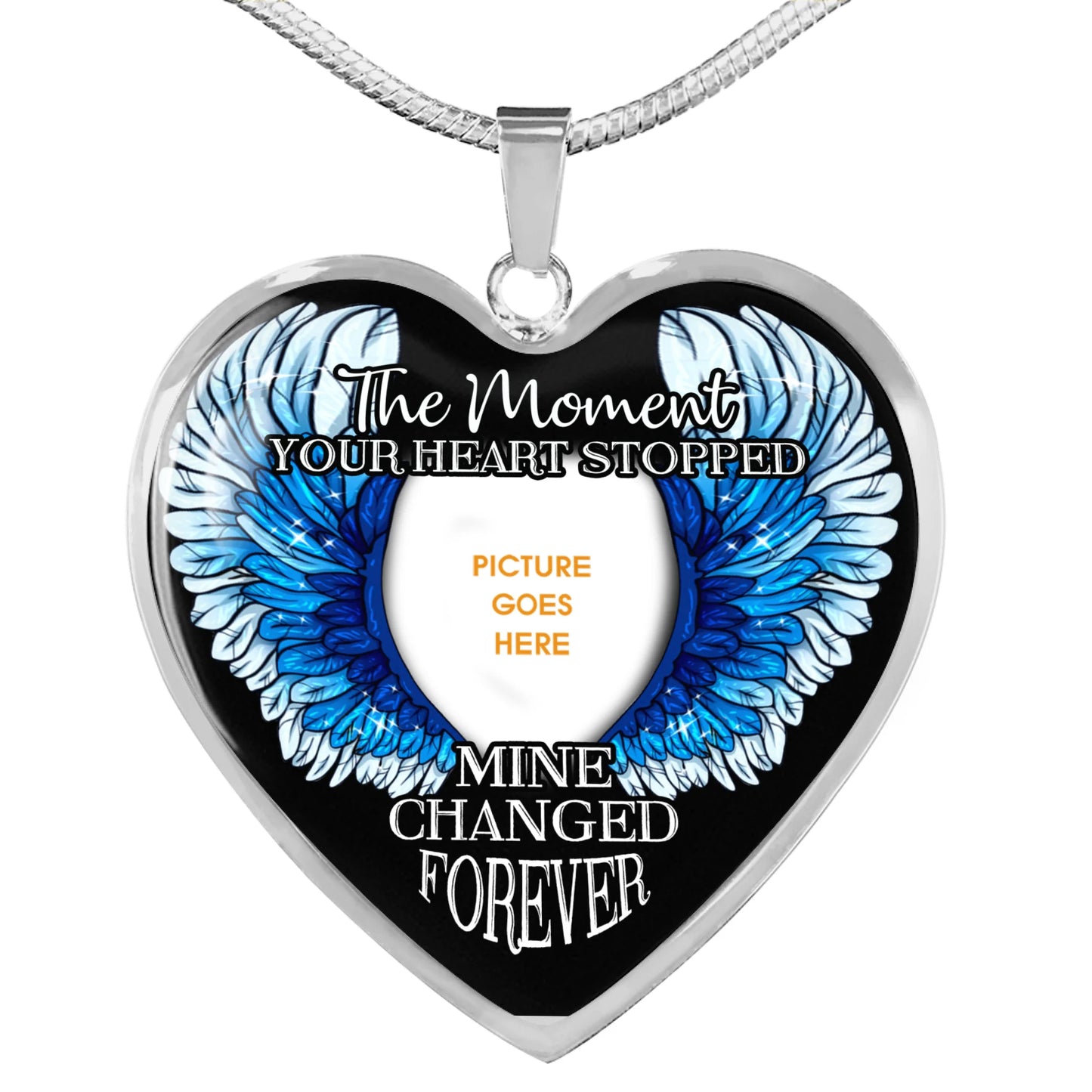 Personalized Memorial Heart Necklace The Moment Your Heart Stopped Wings For Mom Dad Grandma Daughter Son Custom Memorial Gift M157