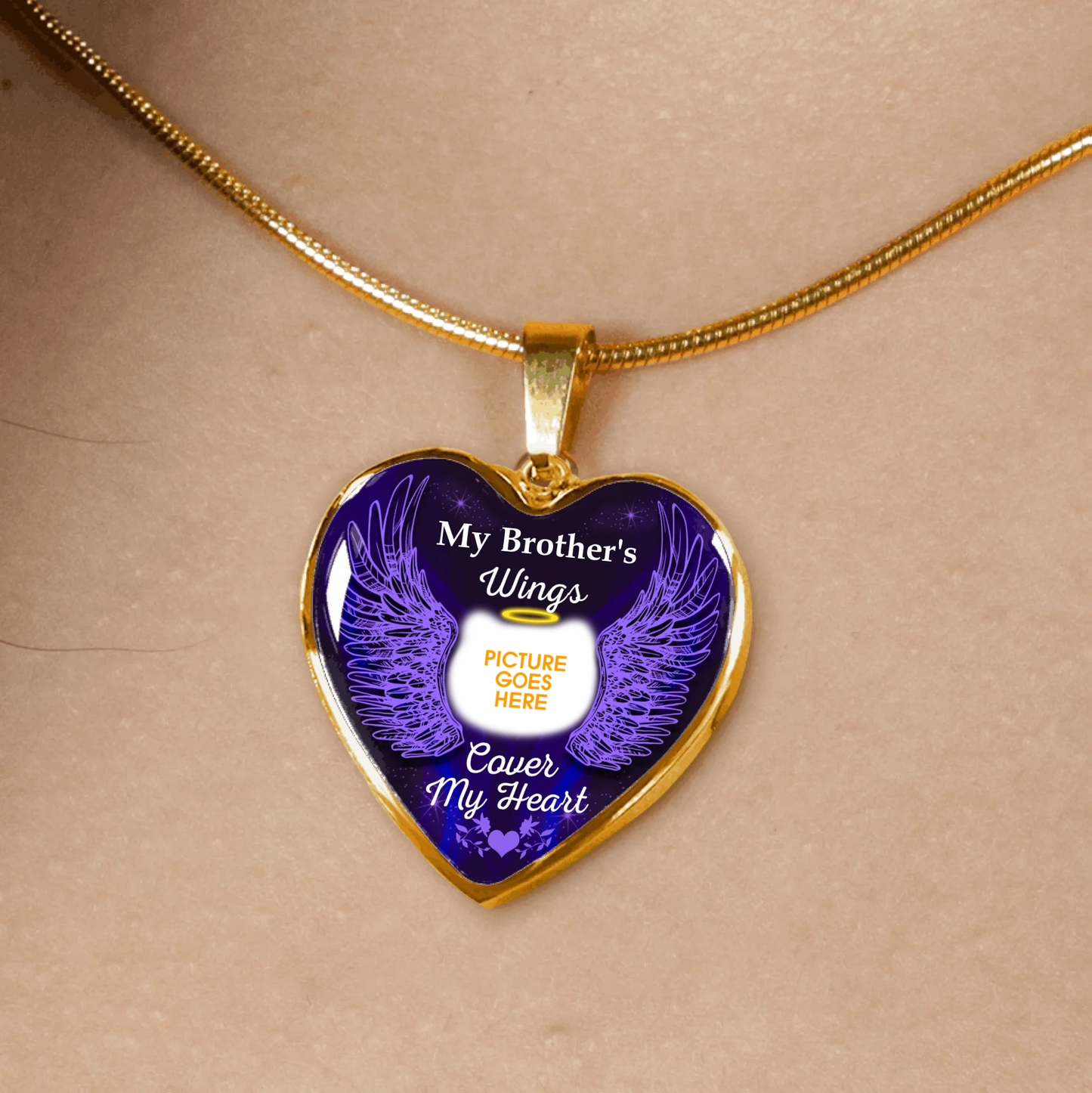 Personalized Memorial Heart Necklace Cover My Heart Wings For Mom Dad Grandma Daughter Son Custom Memorial Gift M168