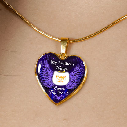 Personalized Memorial Heart Necklace Cover My Heart Wings For Mom Dad Grandma Daughter Son Custom Memorial Gift M168
