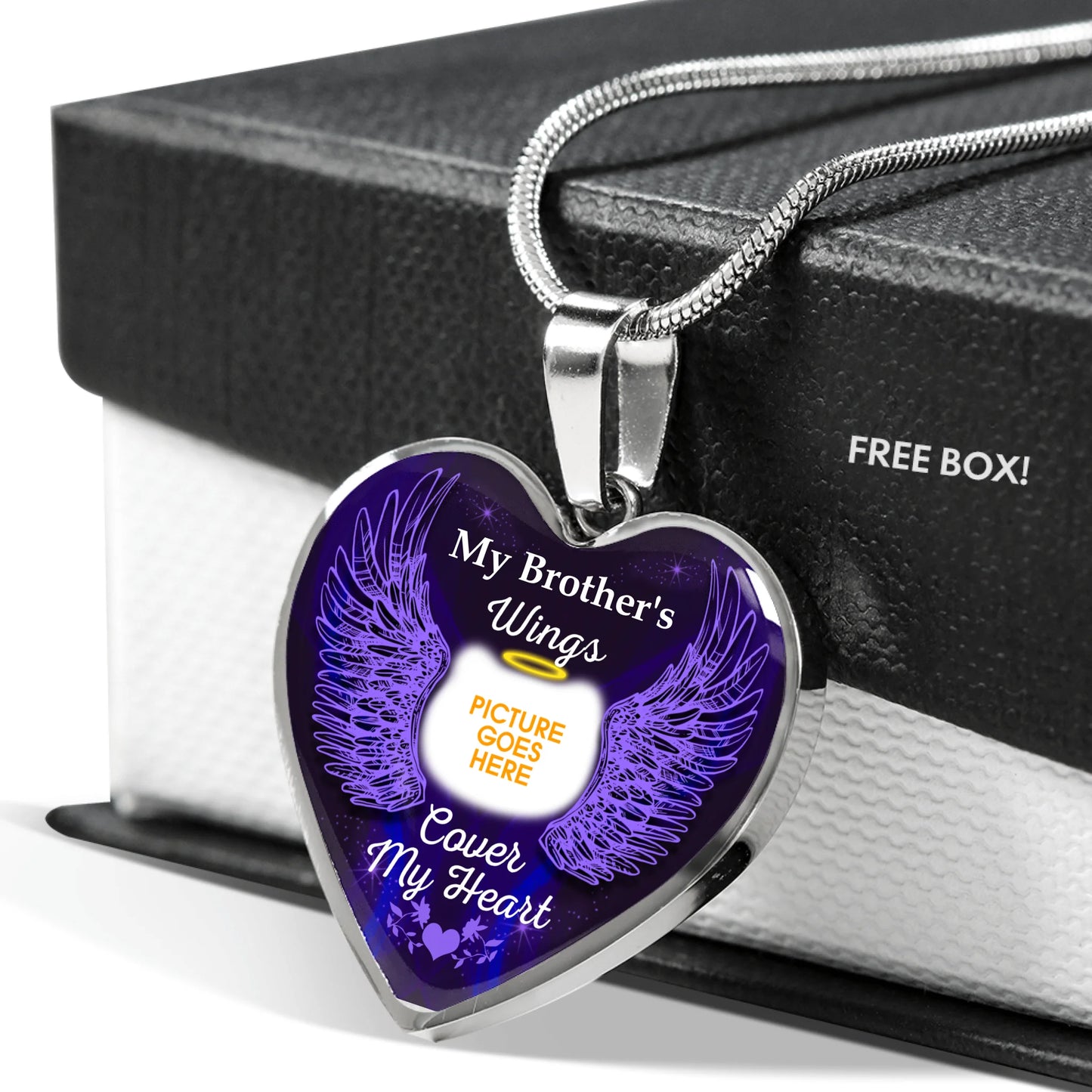 Personalized Memorial Heart Necklace Cover My Heart Wings For Mom Dad Grandma Daughter Son Custom Memorial Gift M168