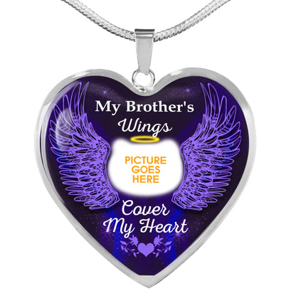 Personalized Memorial Heart Necklace Cover My Heart Wings For Mom Dad Grandma Daughter Son Custom Memorial Gift M168