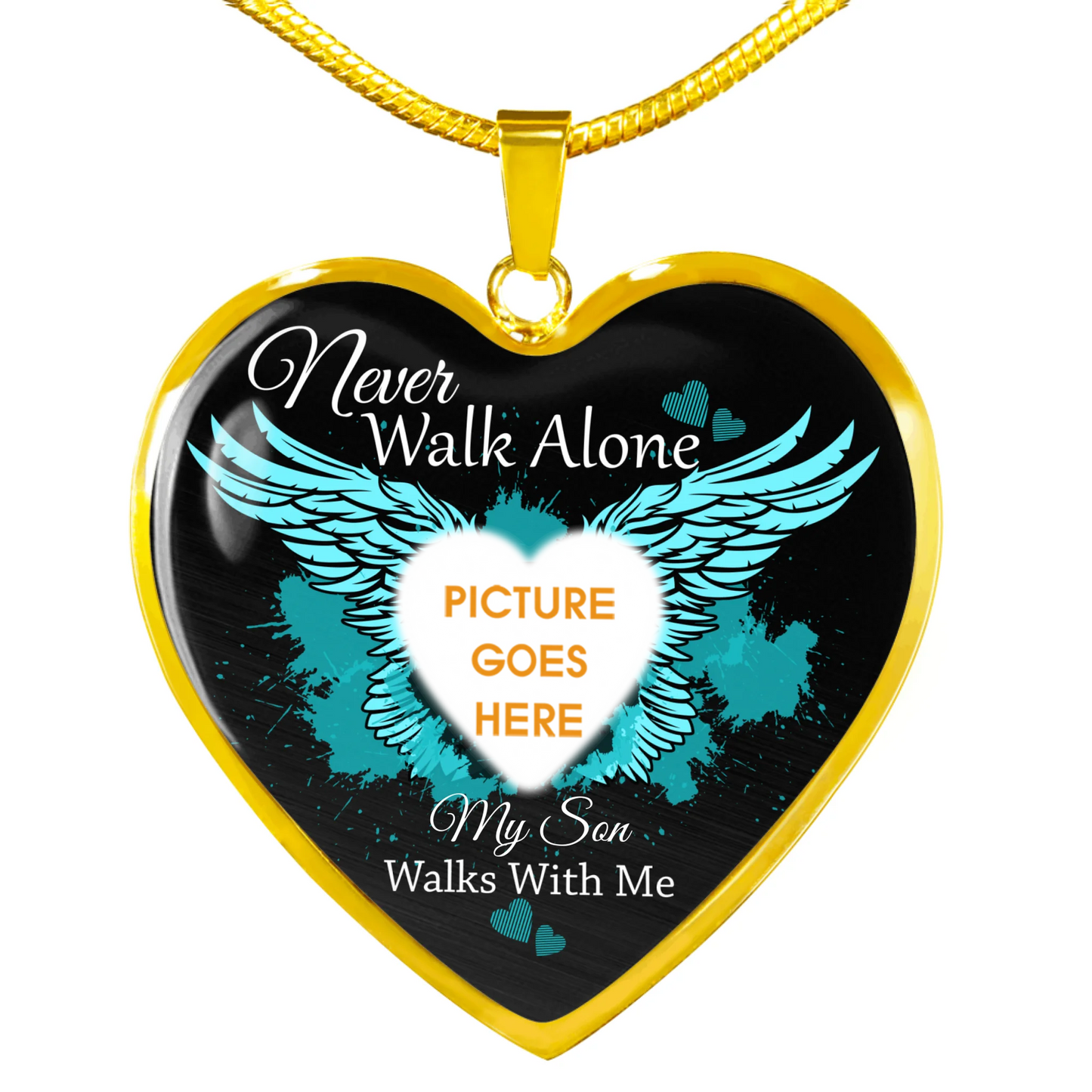 Personalized Memorial Heart Necklace Never Walk Alone Wings For Mom Dad Grandma Daughter Son Custom Memorial Gift M169