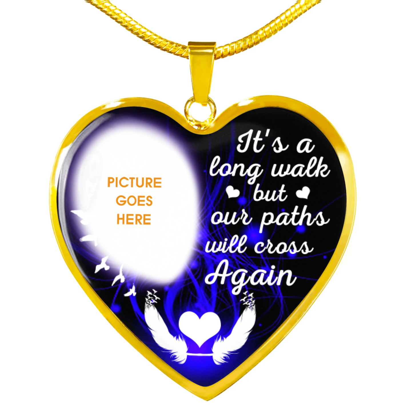 Personalized Memorial Heart Necklace It's A Long Walk For Mom Dad Grandma Daughter Son Custom Memorial Gift M172