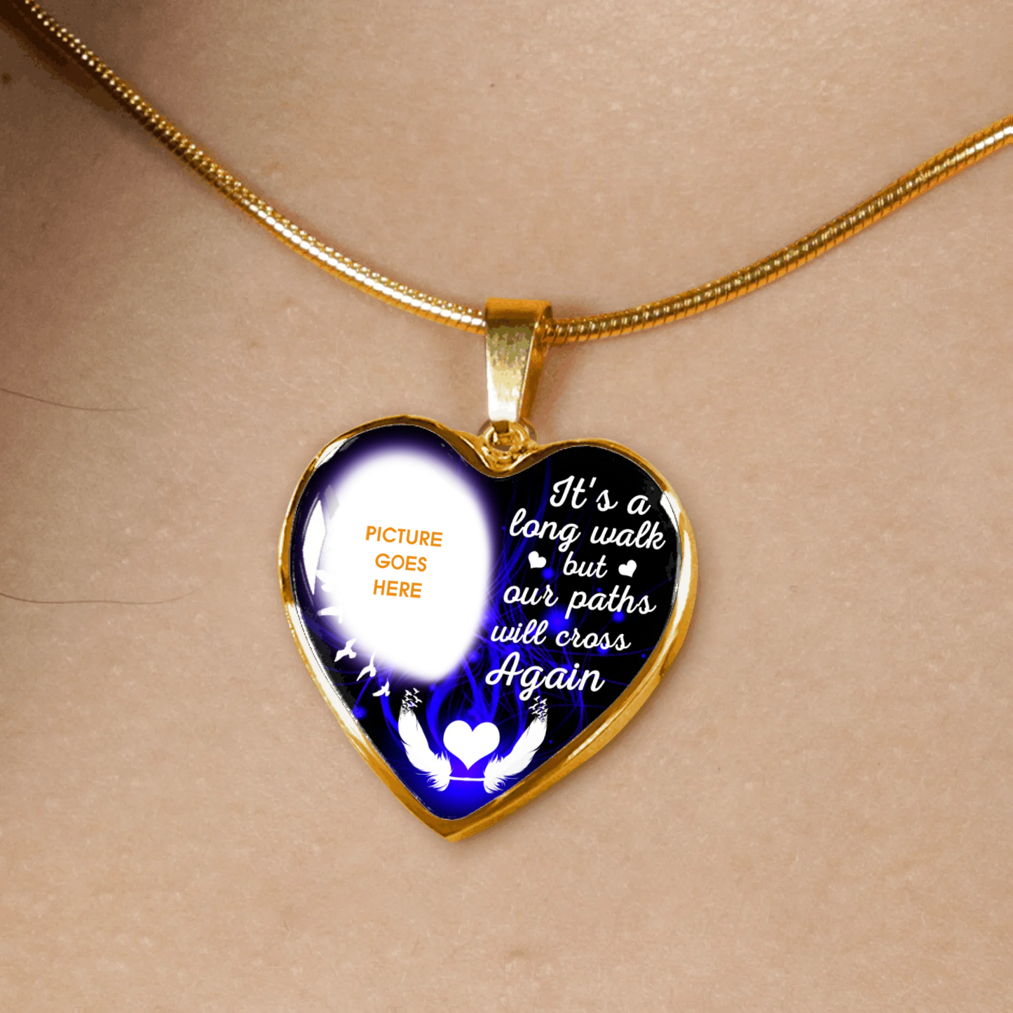 Personalized Memorial Heart Necklace It's A Long Walk For Mom Dad Grandma Daughter Son Custom Memorial Gift M172