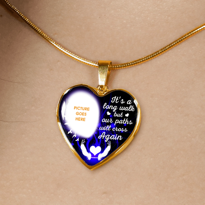 Personalized Memorial Heart Necklace It's A Long Walk For Mom Dad Grandma Daughter Son Custom Memorial Gift M172