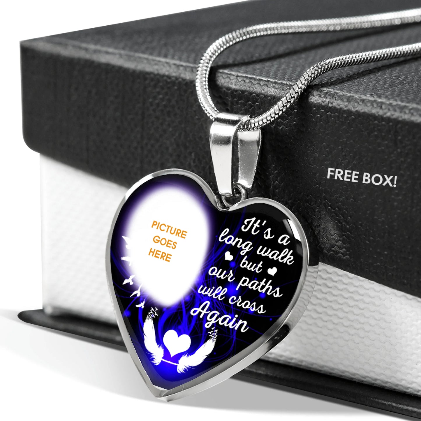 Personalized Memorial Heart Necklace It's A Long Walk For Mom Dad Grandma Daughter Son Custom Memorial Gift M172