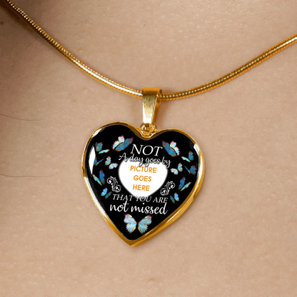 Personalized Memorial Heart Necklace Not A Day Goes By Butterfly For Mom Dad Grandma Daughter Son Custom Memorial Gift M188