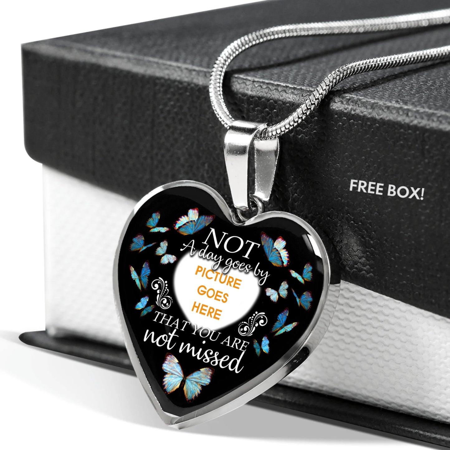 Personalized Memorial Heart Necklace Not A Day Goes By Butterfly For Mom Dad Grandma Daughter Son Custom Memorial Gift M188