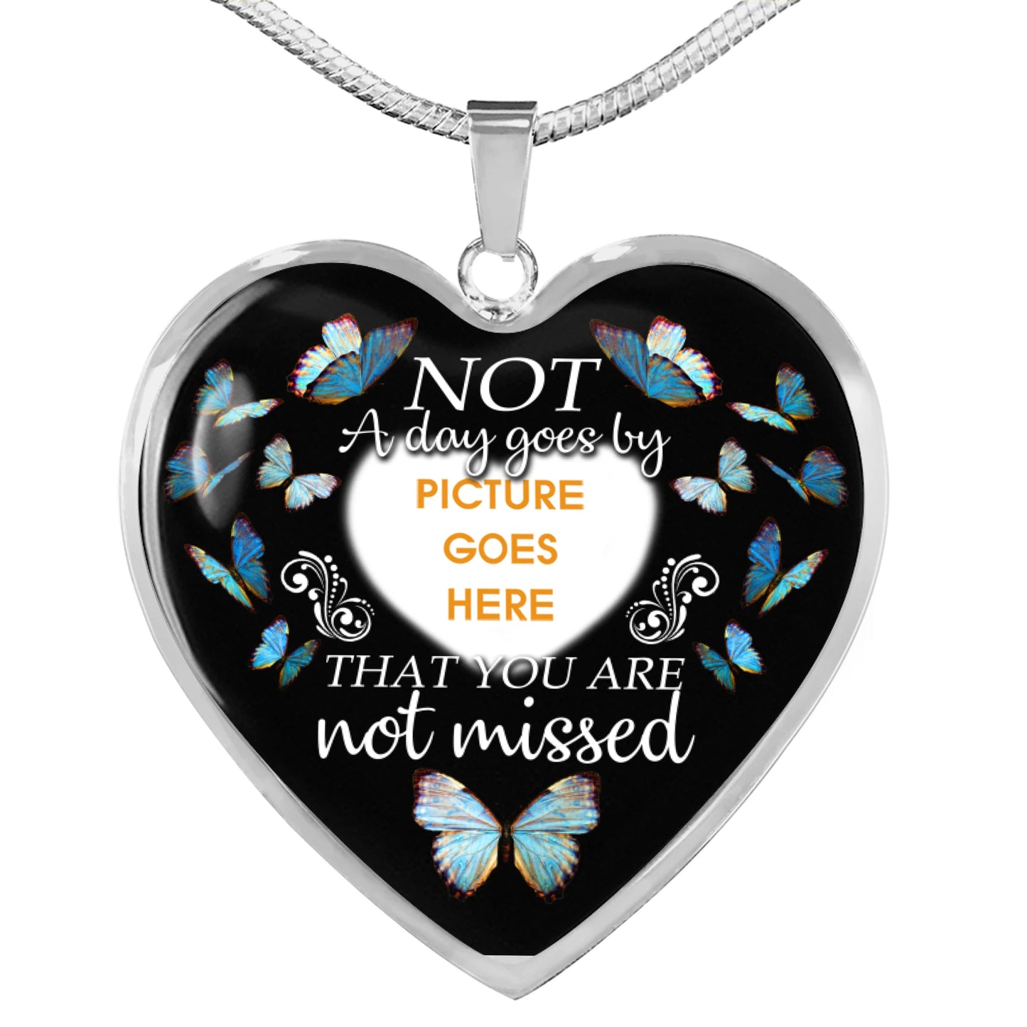 Personalized Memorial Heart Necklace Not A Day Goes By Butterfly For Mom Dad Grandma Daughter Son Custom Memorial Gift M188