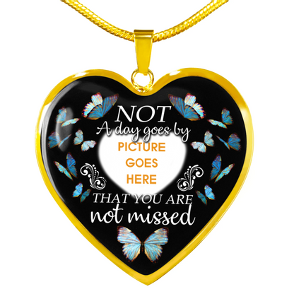 Personalized Memorial Heart Necklace Not A Day Goes By Butterfly For Mom Dad Grandma Daughter Son Custom Memorial Gift M188