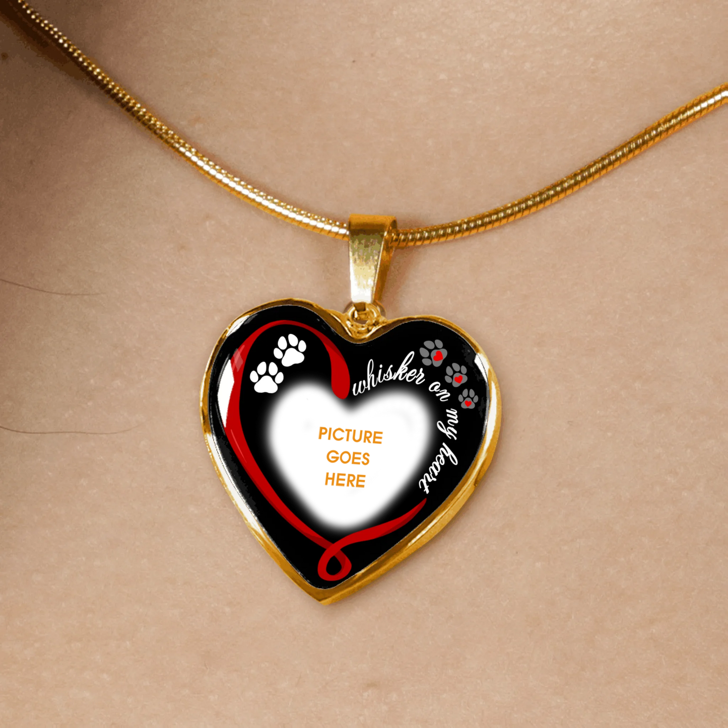 Personalized Pet Memorial Heart Necklace Whisker On My Heart For Pet Custom Memorial Gift M190