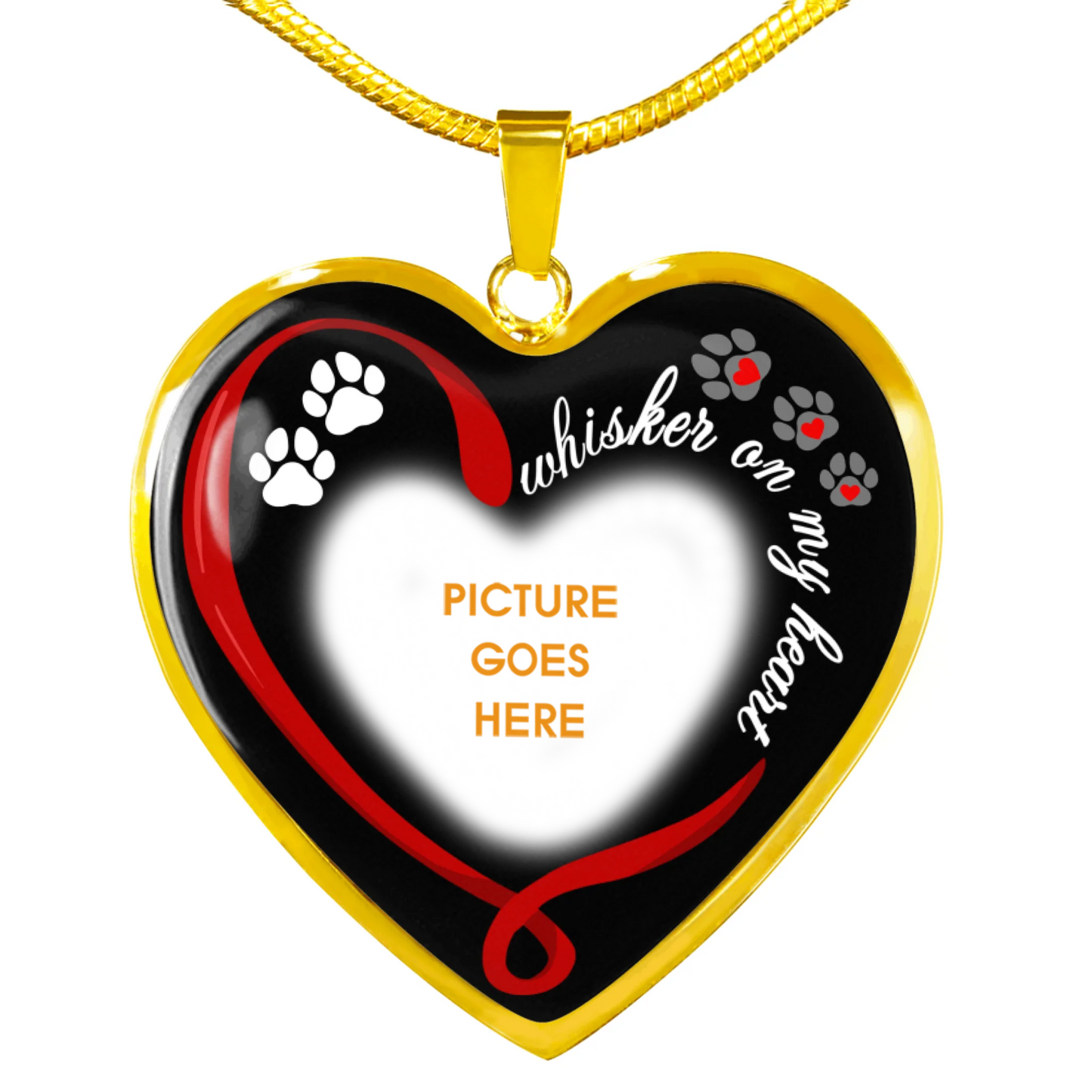 Personalized Pet Memorial Heart Necklace Whisker On My Heart For Pet Custom Memorial Gift M190