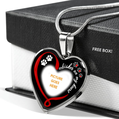 Personalized Pet Memorial Heart Necklace Whisker On My Heart For Pet Custom Memorial Gift M190