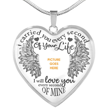 Personalized Memorial Heart Necklace I Carried You Every Second Of Your Life For Mom Dad Grandma Daughter Son Custom Memorial Gift M212