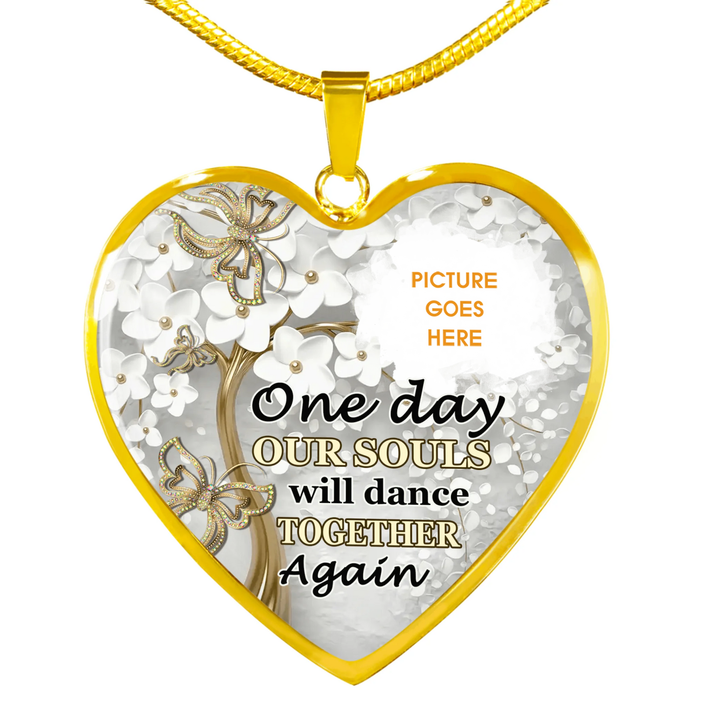 Personalized Memorial Heart Necklace One Day Our Souls Butterfly For Mom Dad Grandma Daughter Son Custom Memorial Gift M221