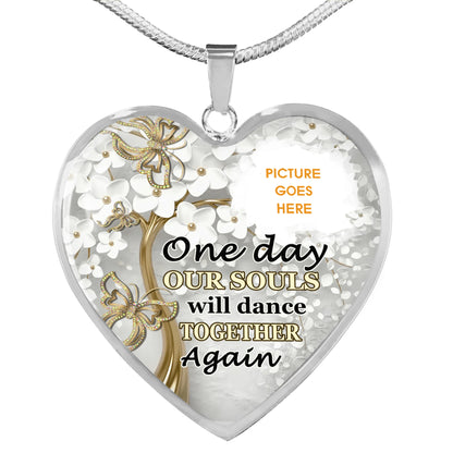 Personalized Memorial Heart Necklace One Day Our Souls Butterfly For Mom Dad Grandma Daughter Son Custom Memorial Gift M221