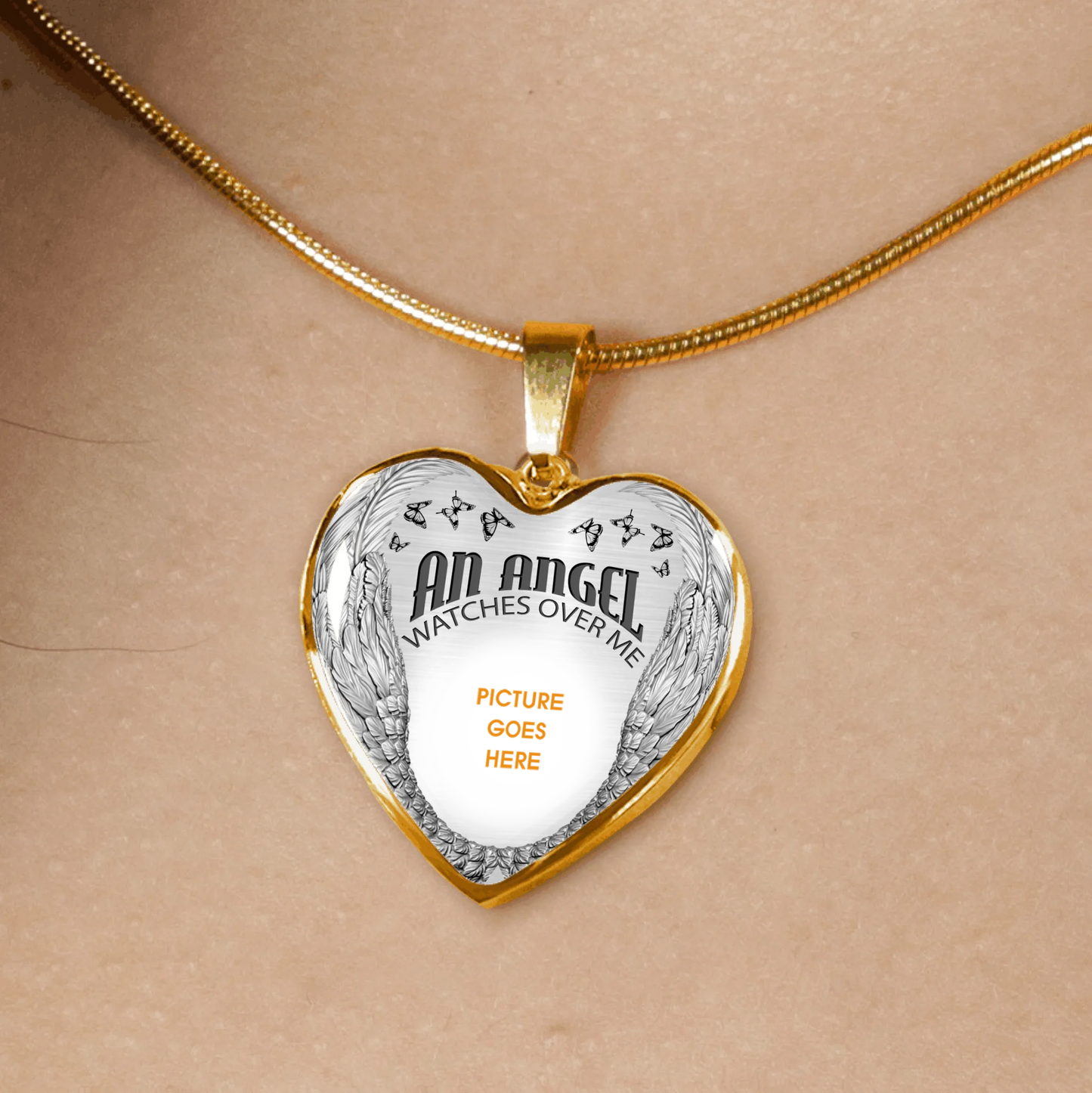 Personalized Memorial Heart Necklace An Angel Watches Over Me  For Mom Dad Grandma Daughter Son Custom Memorial Gift M231