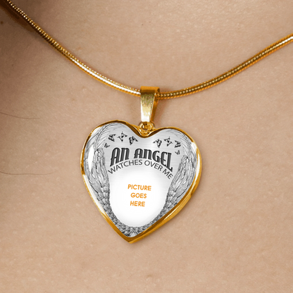 Personalized Memorial Heart Necklace An Angel Watches Over Me  For Mom Dad Grandma Daughter Son Custom Memorial Gift M231
