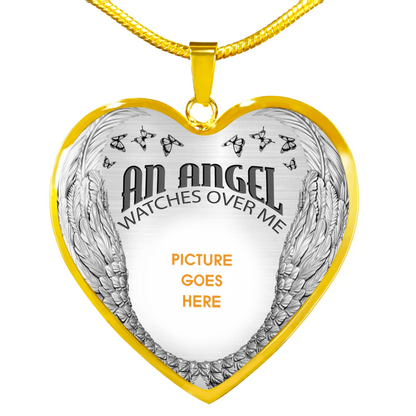 Personalized Memorial Heart Necklace An Angel Watches Over Me  For Mom Dad Grandma Daughter Son Custom Memorial Gift M231