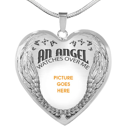 Personalized Memorial Heart Necklace An Angel Watches Over Me  For Mom Dad Grandma Daughter Son Custom Memorial Gift M231