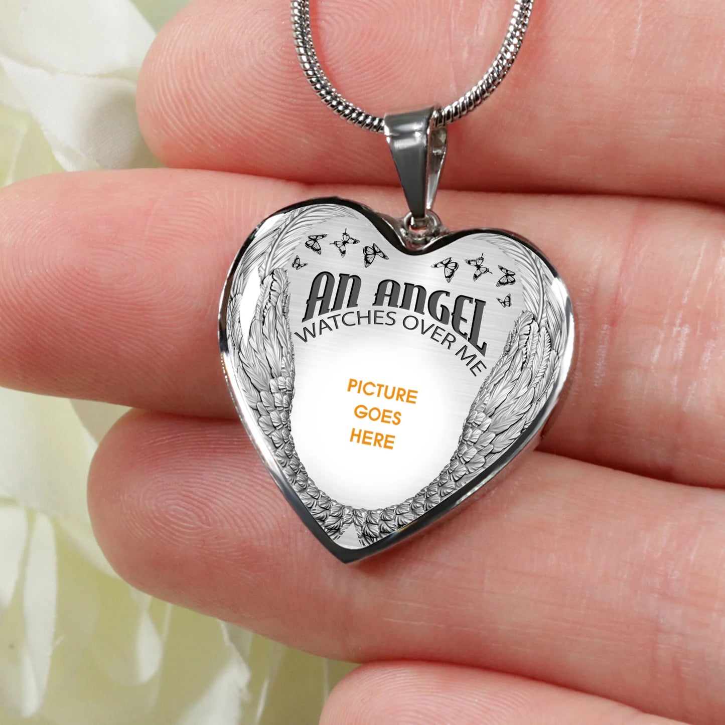 Personalized Memorial Heart Necklace An Angel Watches Over Me  For Mom Dad Grandma Daughter Son Custom Memorial Gift M231