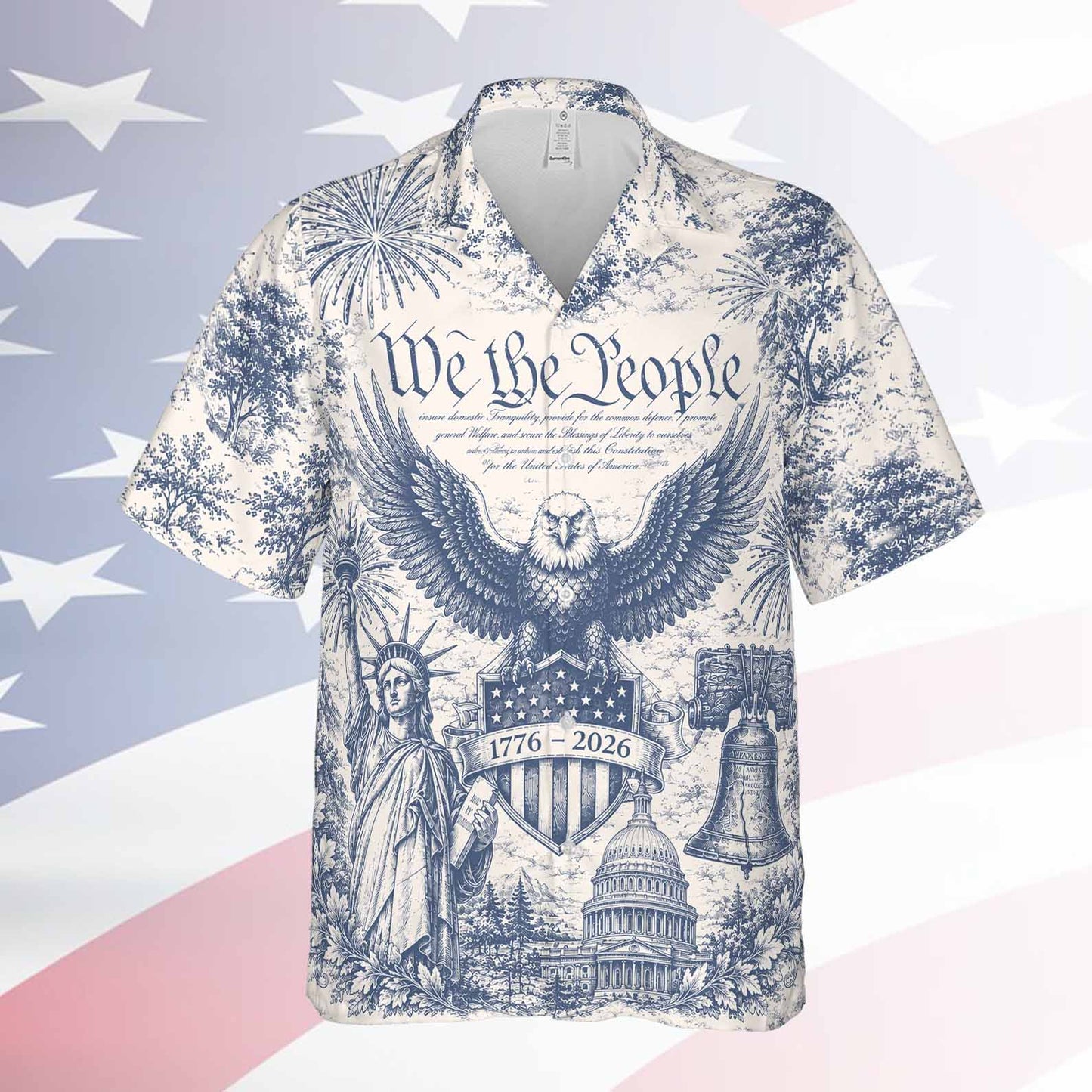 Vintage USA 250 Years Of Freedom Hawaiian Shirt, We The People Tee, Patriotic 4th Of July Hawaii Shirt 685098