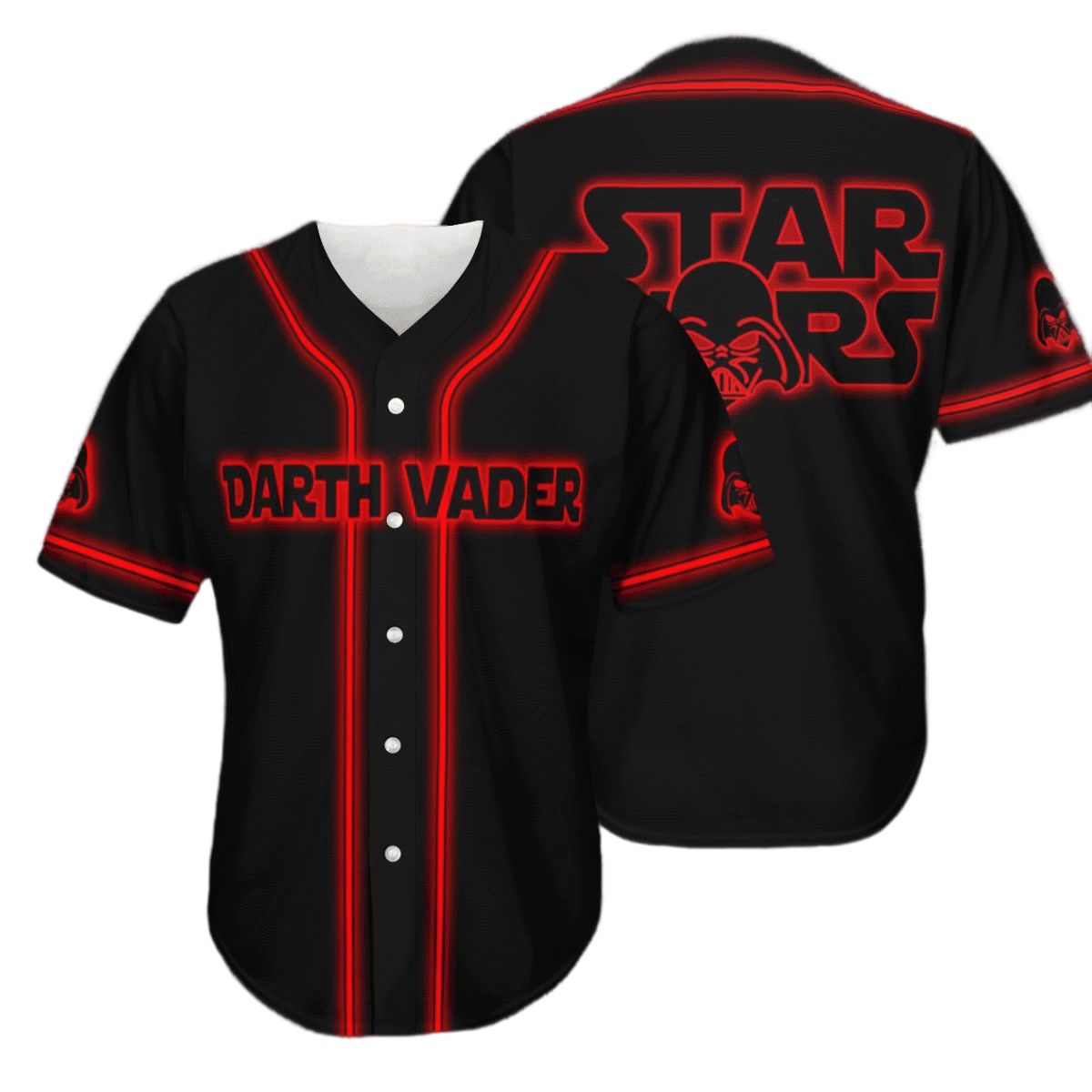 Star Wars Jersey Neon Light Star Wars Darth Vader Helmet Black Jersey Shirt Star Wars Baseball Jersey For Men