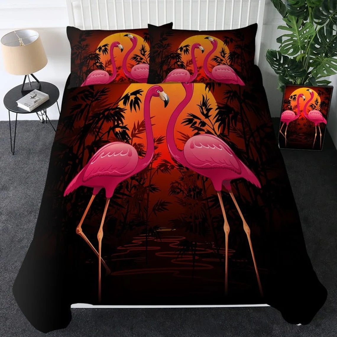Sunset Flamingo Duvet Bedding Set