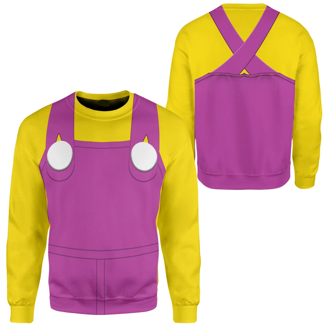 Super Mario Costume Hoodie Game Character Wario Costume T-shirt Sweatshirt Yellow Pink Unisex Adults