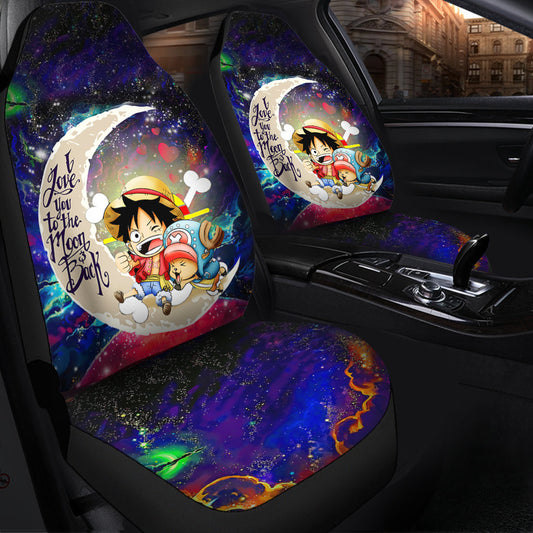 Chibi Luffy And Chopper One Piece Anime Love You To The Moon Galaxy Car Seat Covers