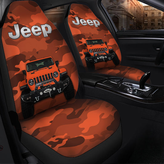 Orange Jeep Camouflage Car Seat Covers