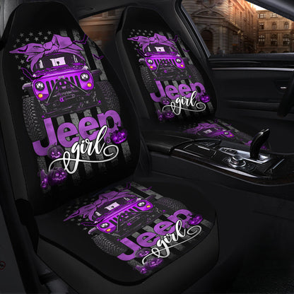 Halloween American Flag Purple Jeep Girl Car Seat Covers
