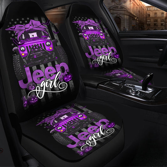 Halloween American Flag Purple Jeep Girl Car Seat Covers