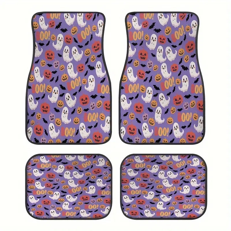 Halloween Car Mats Halloween Cute Boo Bat Pumpkin Pattern Car Floor Mats Purple